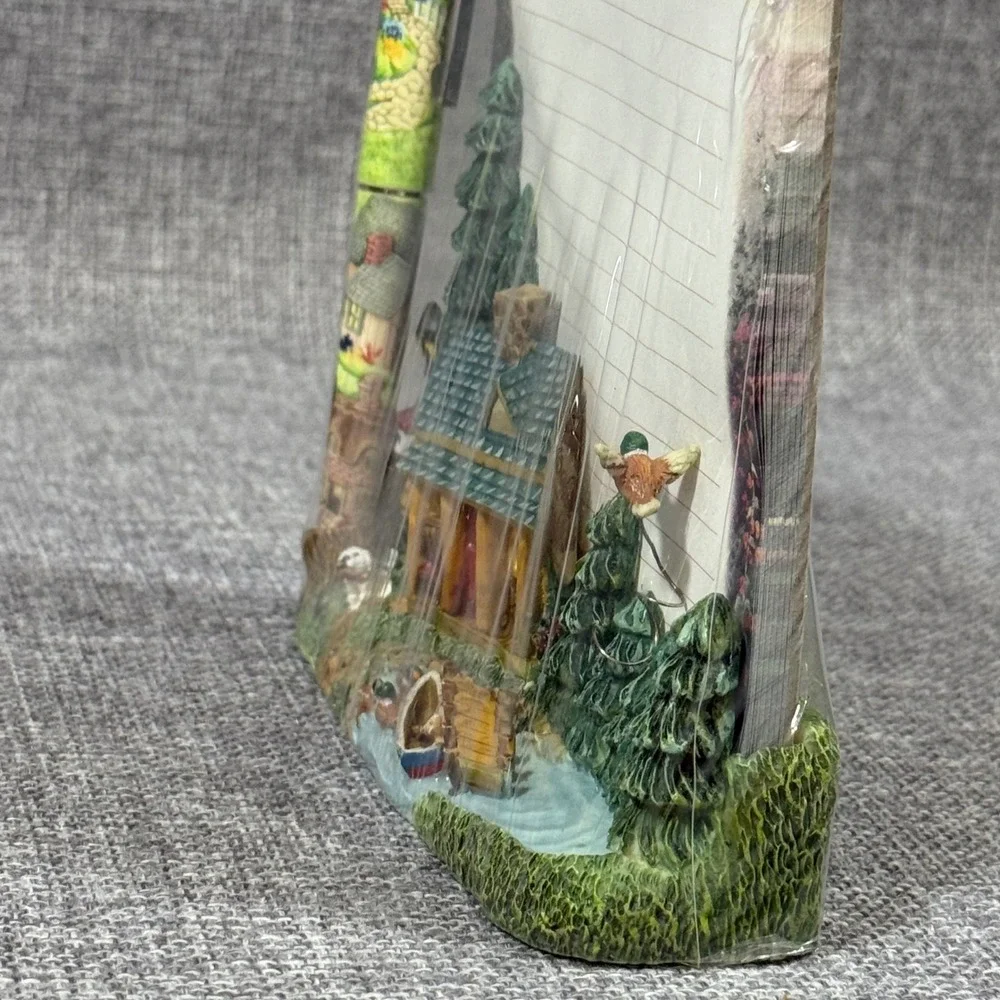 NEW 3D Resin Lake Boat Cabin Notepad & Pen Holder Set Cottagecore Rustic Desk